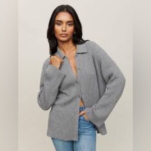 Reformation Fantino Cashmere Collared Cardigan (grey XS)